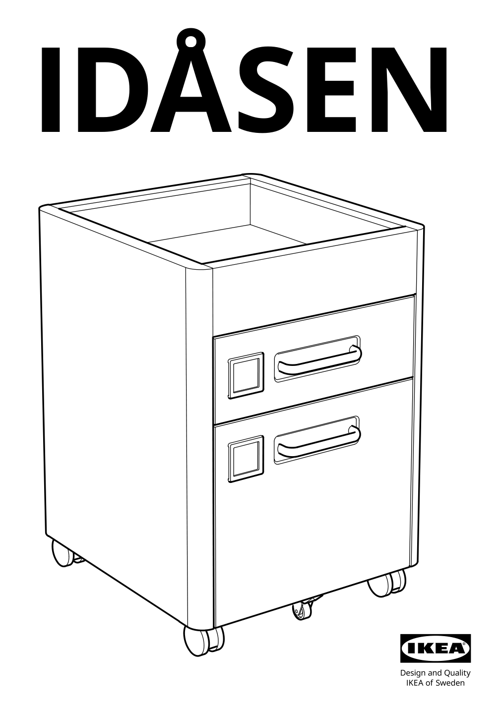 Assembly instructions for IKEA Idasen drawer unit on casters golden brown | Page 1 - IKEA IDÅSEN drawer unit with smart lock 092.872.91