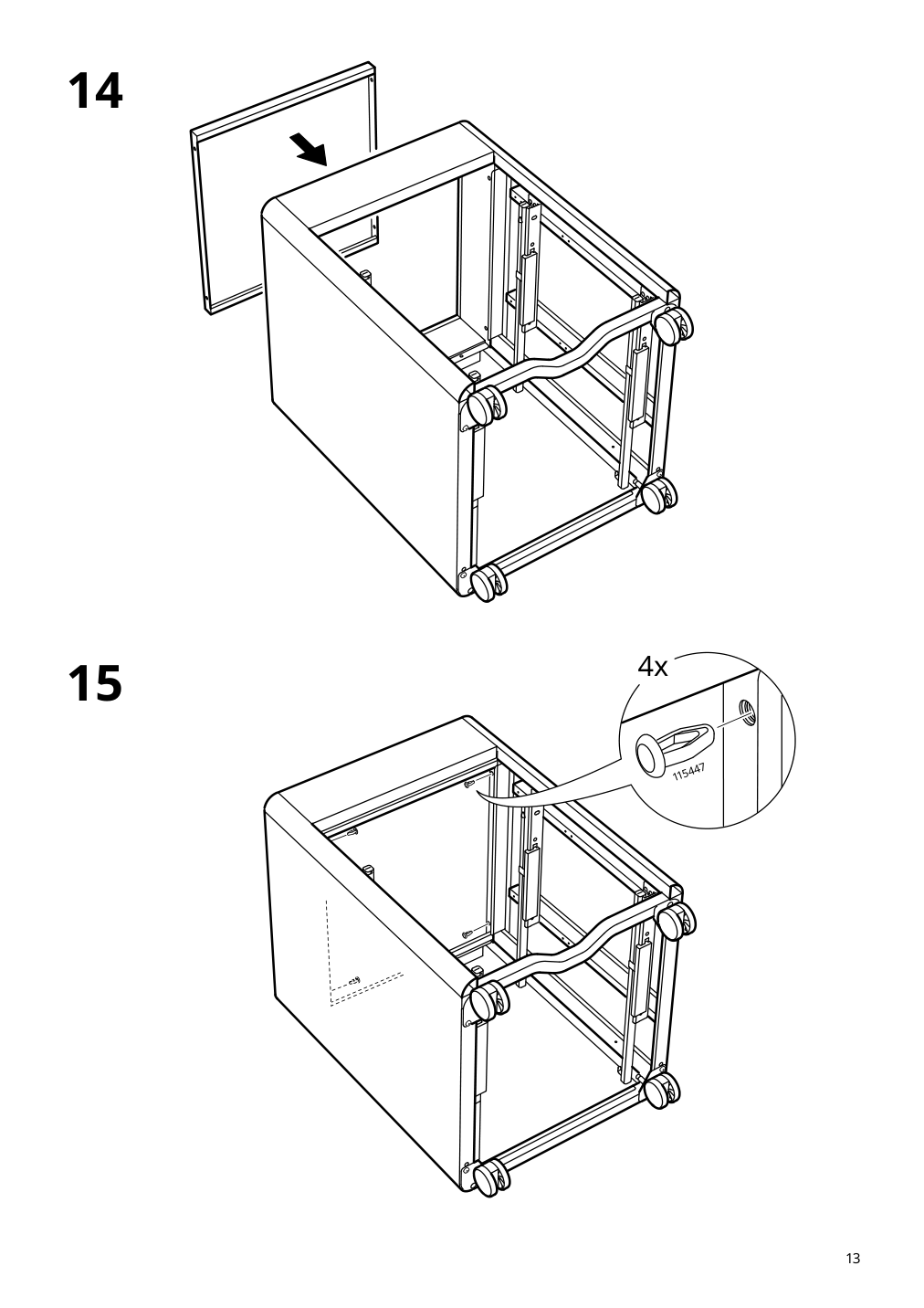 Assembly instructions for IKEA Idasen drawer unit on casters golden brown | Page 13 - IKEA IDÅSEN drawer unit with smart lock 092.872.91