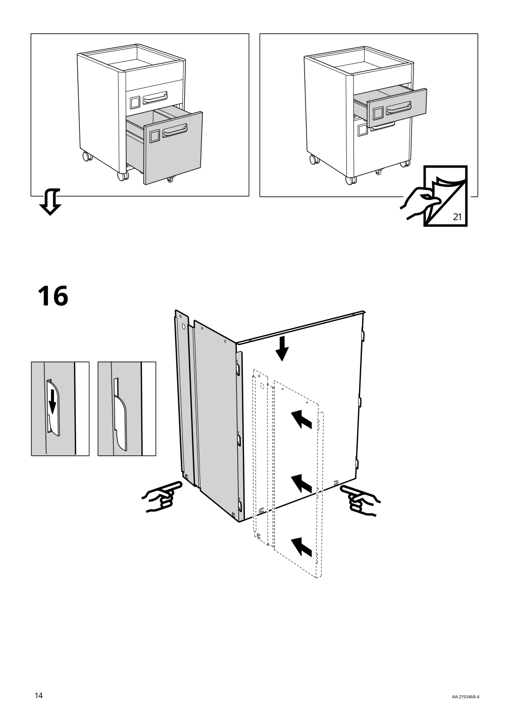 Assembly instructions for IKEA Idasen drawer unit on casters golden brown | Page 14 - IKEA IDÅSEN drawer unit with smart lock 092.872.91