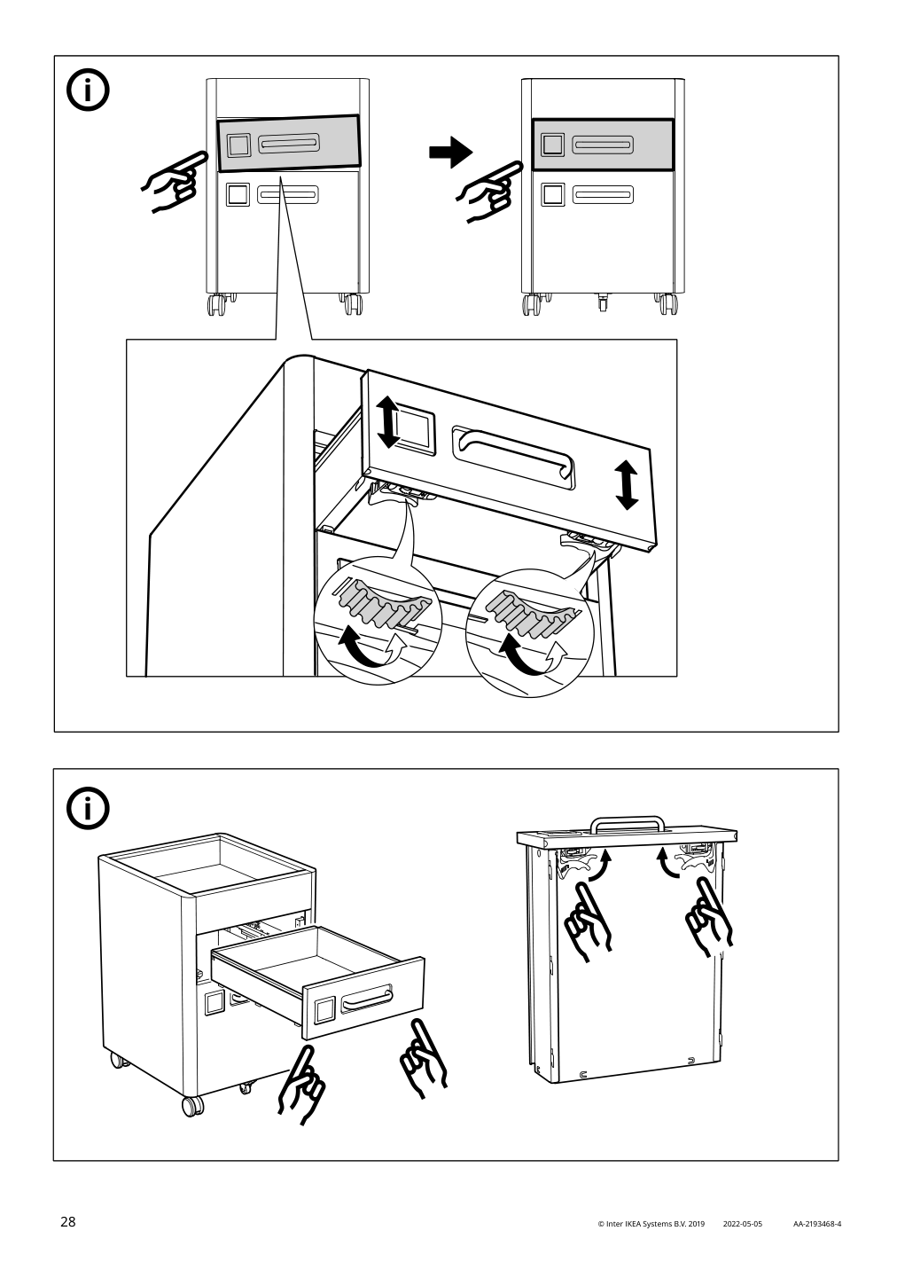 Assembly instructions for IKEA Idasen drawer unit on casters golden brown | Page 28 - IKEA IDÅSEN drawer unit with smart lock 092.872.91