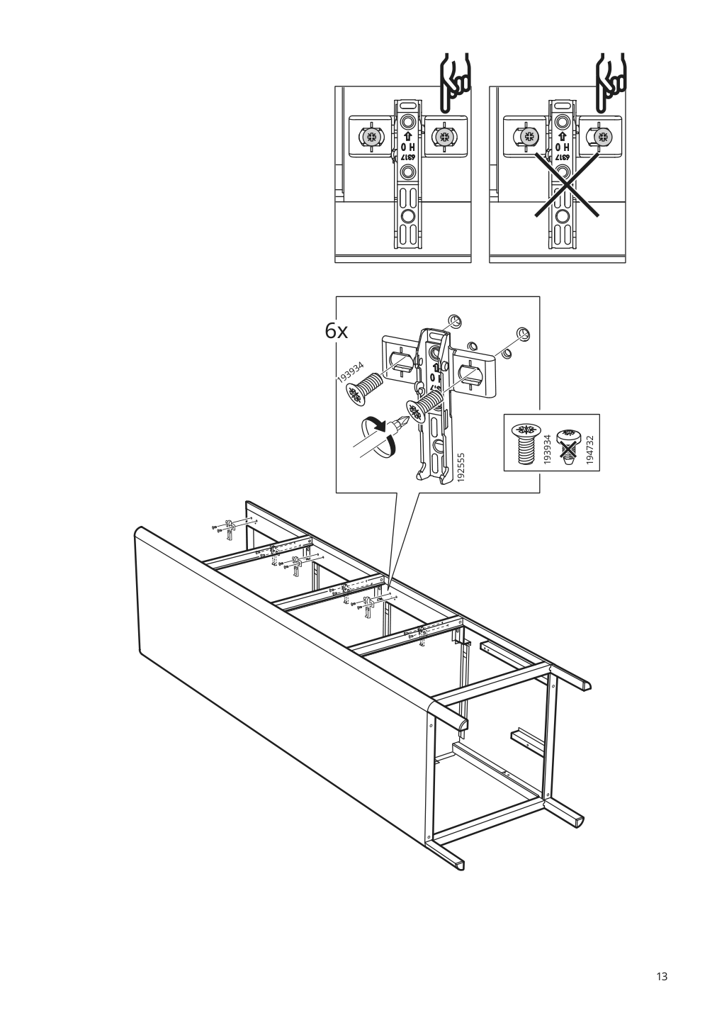 Assembly instructions for IKEA Idasen high cabinet with drawer and doors dark green | Page 13 - IKEA IDÅSEN high cabinet with drawer and doors 104.964.01