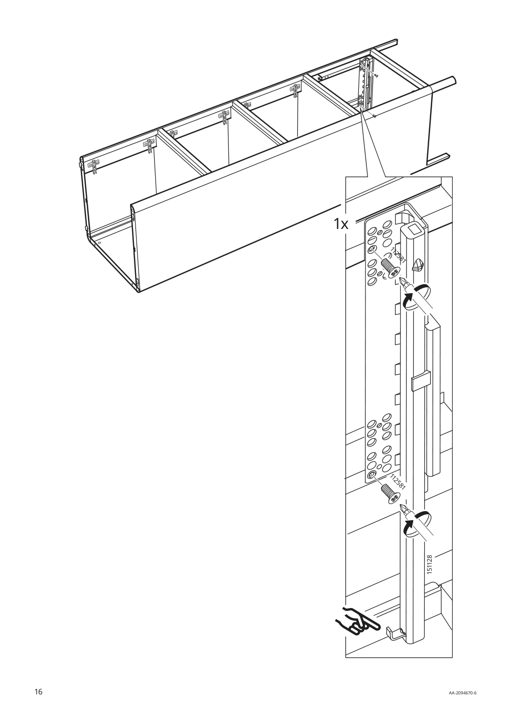 Assembly instructions for IKEA Idasen high cabinet with drawer and doors dark gray | Page 16 - IKEA IDÅSEN high cabinet with drawer and doors 004.963.88