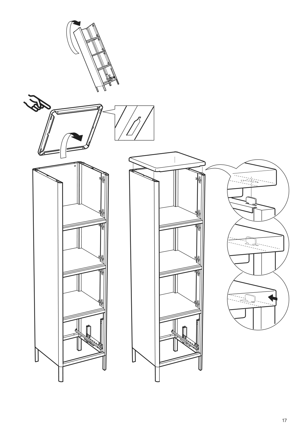 Assembly instructions for IKEA Idasen high cabinet with drawer and doors dark green | Page 17 - IKEA IDÅSEN high cabinet with drawer and doors 104.964.01