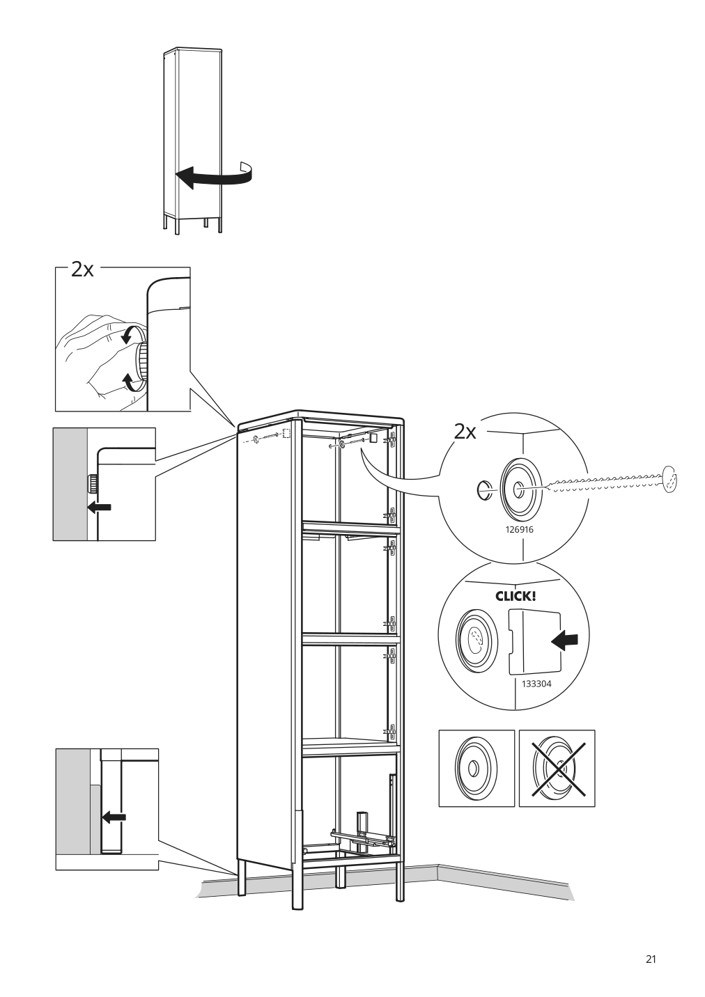 Assembly instructions for IKEA Idasen high cabinet with drawer and doors dark green | Page 21 - IKEA IDÅSEN high cabinet with drawer and doors 104.964.01