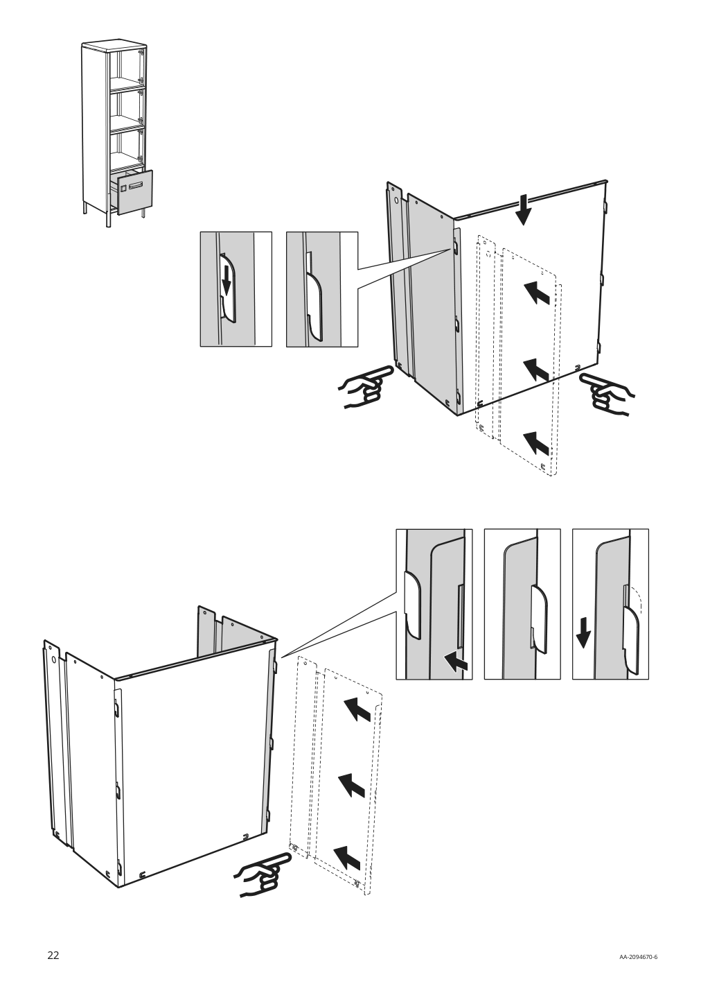 Assembly instructions for IKEA Idasen high cabinet with drawer and doors dark green | Page 22 - IKEA IDÅSEN high cabinet with drawer and doors 104.964.01