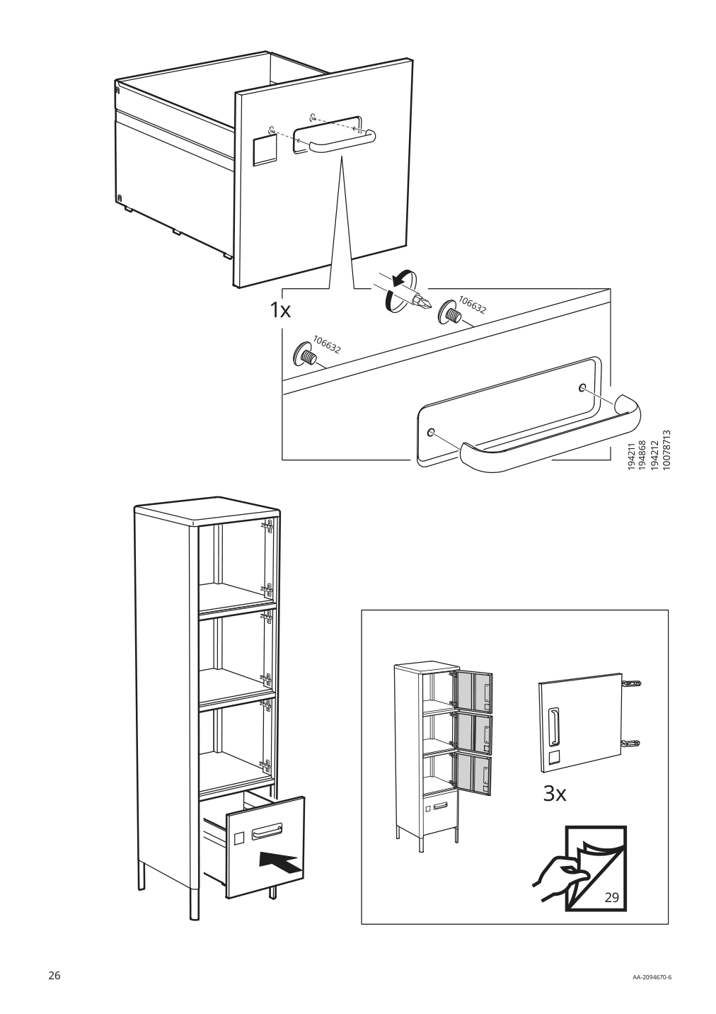 Assembly instructions for IKEA Idasen high cabinet with drawer and doors dark green | Page 26 - IKEA IDÅSEN high cabinet with drawer and doors 104.964.01