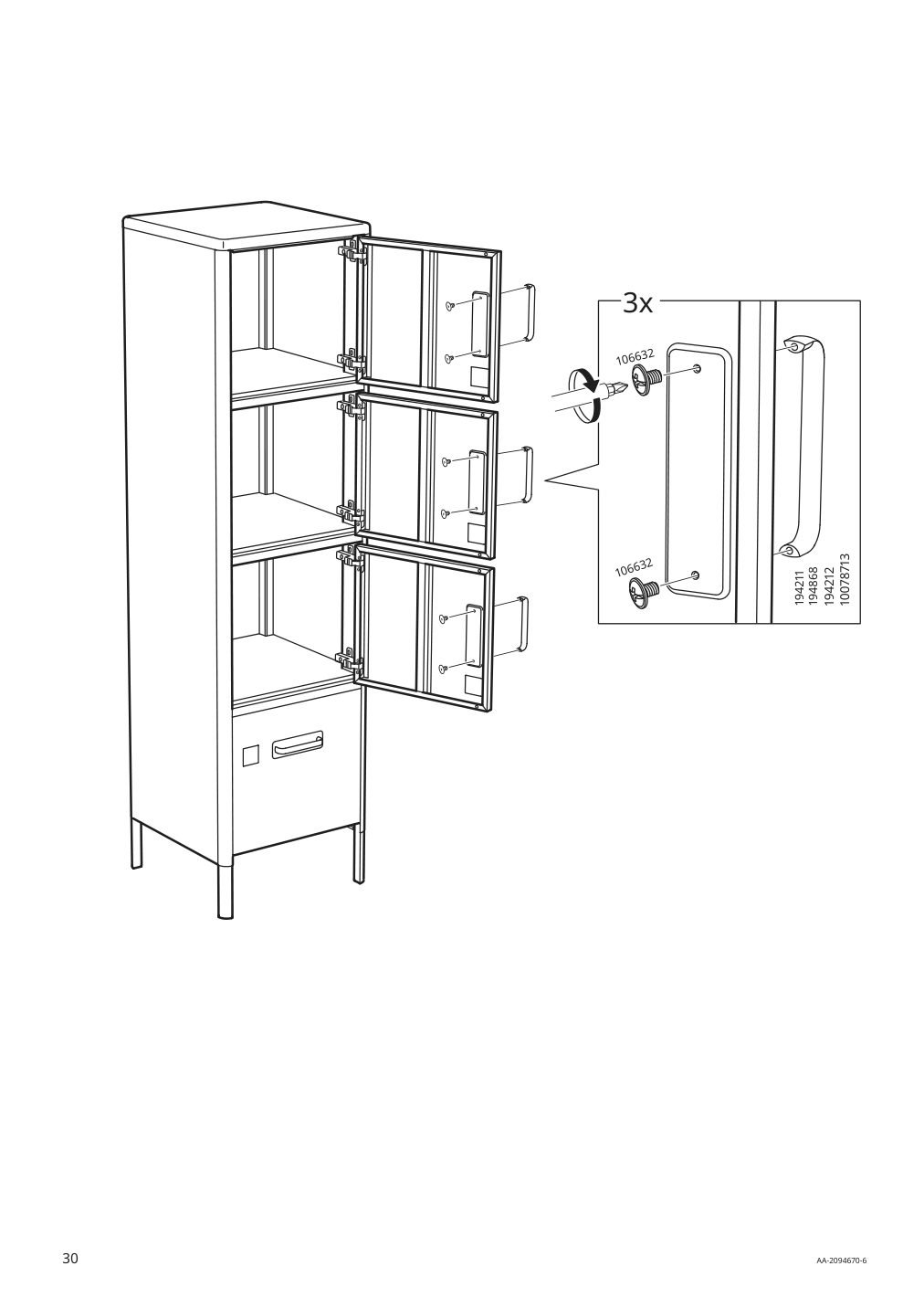 Assembly instructions for IKEA Idasen high cabinet with drawer and doors dark green | Page 30 - IKEA IDÅSEN high cabinet with drawer and doors 104.964.01