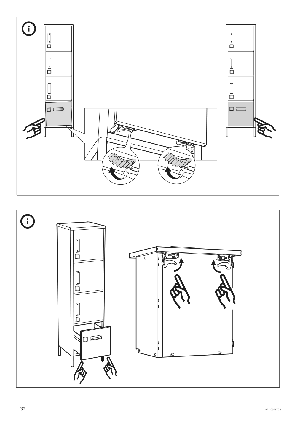 Assembly instructions for IKEA Idasen high cabinet with drawer and doors dark green | Page 32 - IKEA IDÅSEN high cabinet with drawer and doors 104.964.01