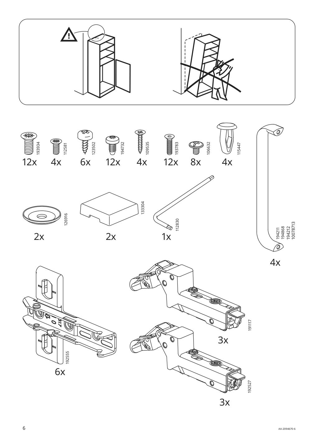 Assembly instructions for IKEA Idasen high cabinet with drawer and doors dark green | Page 6 - IKEA IDÅSEN high cabinet with drawer and doors 104.964.01