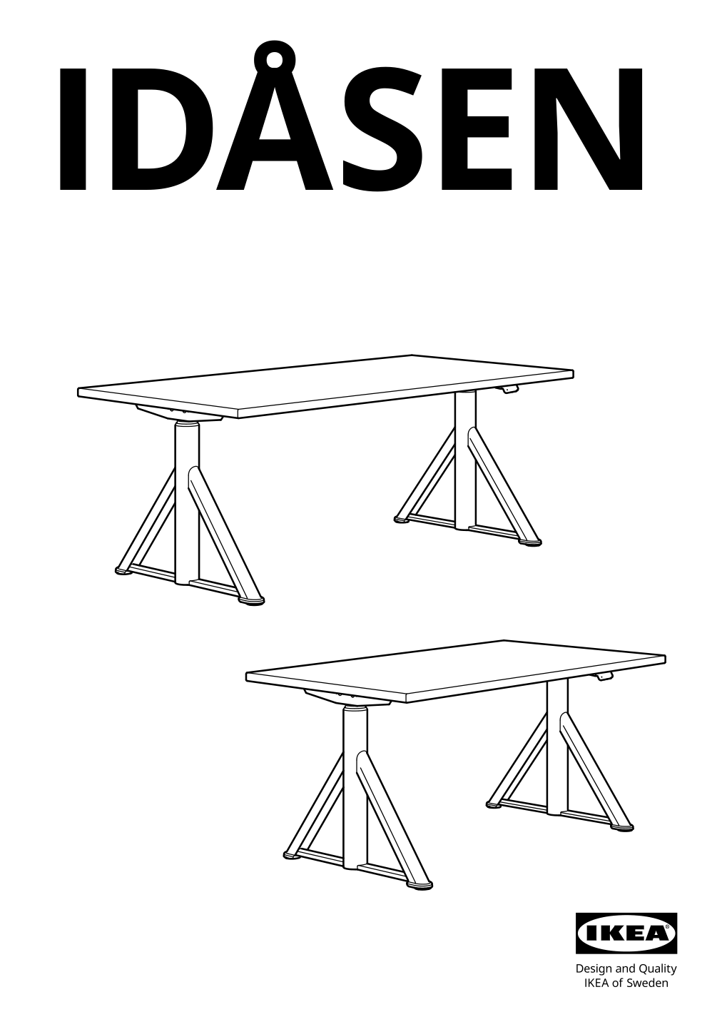 Assembly instructions for IKEA Idasen sit stand underframe for table top dark gray | Page 1 - IKEA IDÅSEN sit/stand underframe for table top 003.207.23