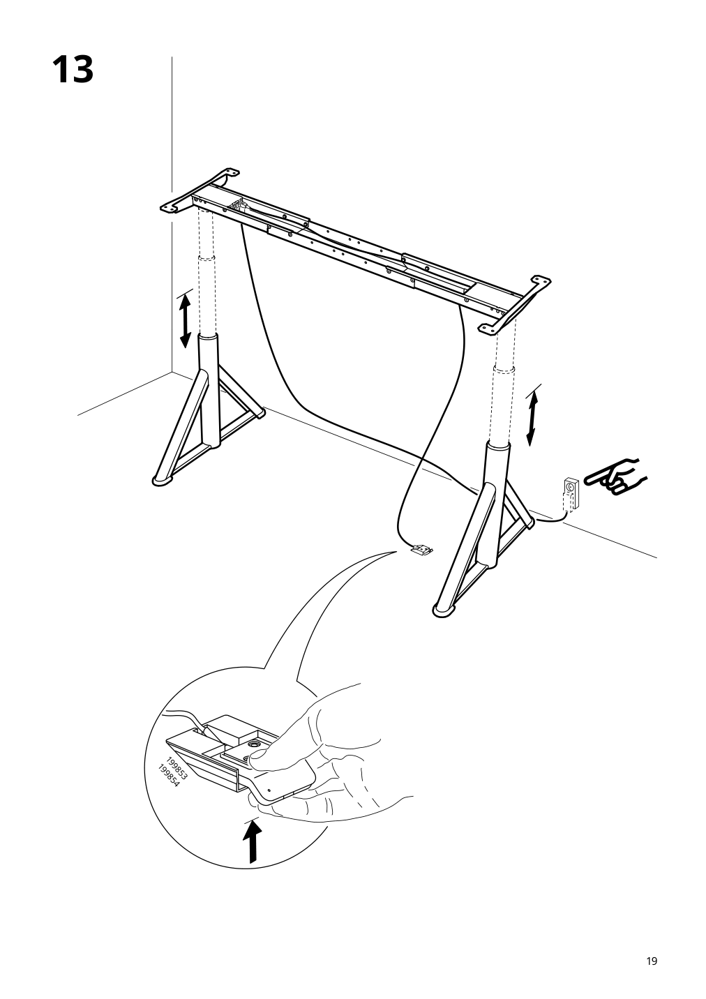 Assembly instructions for IKEA Idasen sit stand underframe for table top dark gray | Page 19 - IKEA IDÅSEN sit/stand underframe for table top 003.207.23