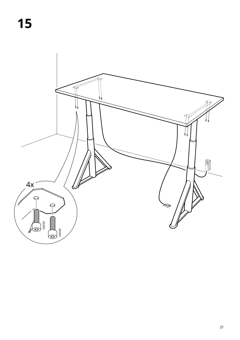 Assembly instructions for IKEA Idasen sit stand underframe for table top dark gray | Page 21 - IKEA IDÅSEN sit/stand underframe for table top 003.207.23