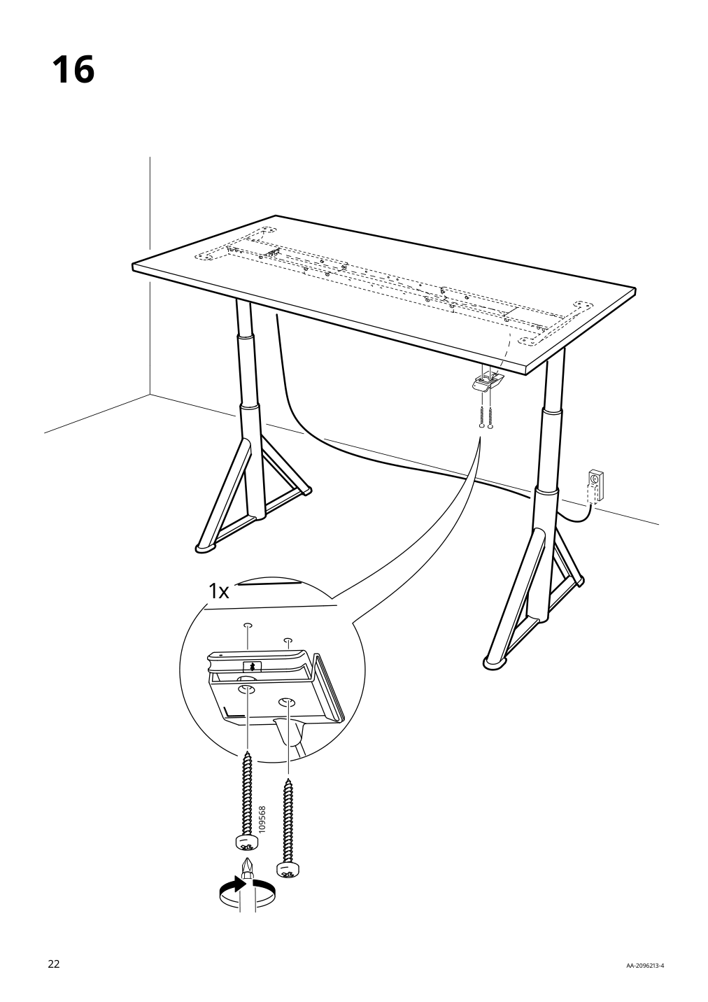 Assembly instructions for IKEA Idasen sit stand underframe for table top dark gray | Page 22 - IKEA IDÅSEN sit/stand underframe for table top 003.207.23