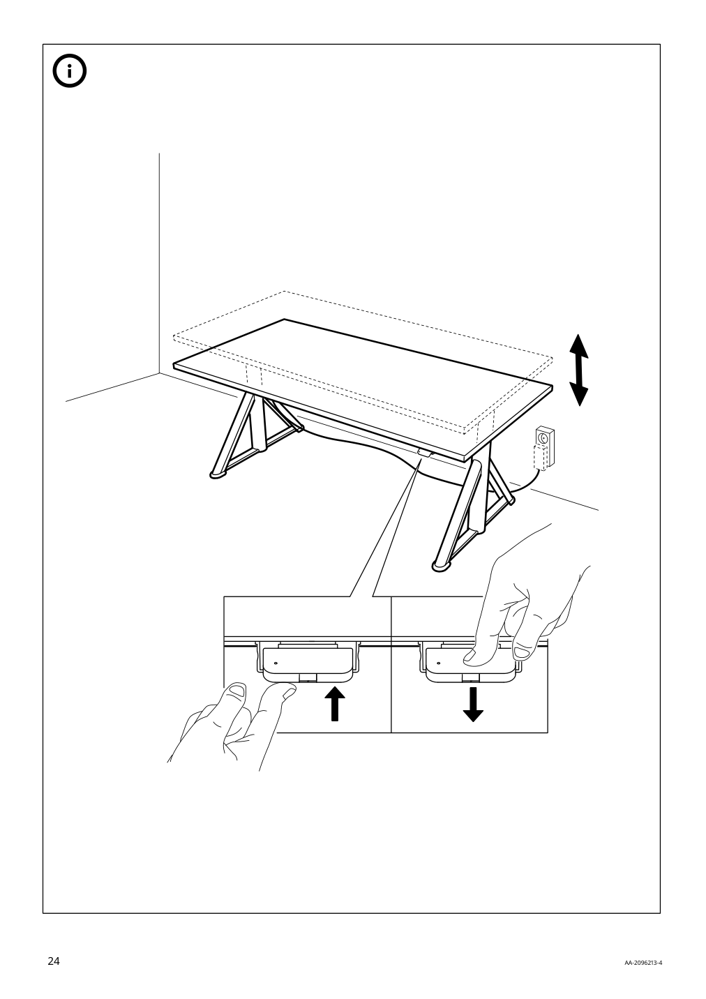 Assembly instructions for IKEA Idasen sit stand underframe for table top dark gray | Page 24 - IKEA IDÅSEN desk sit/stand 792.809.55