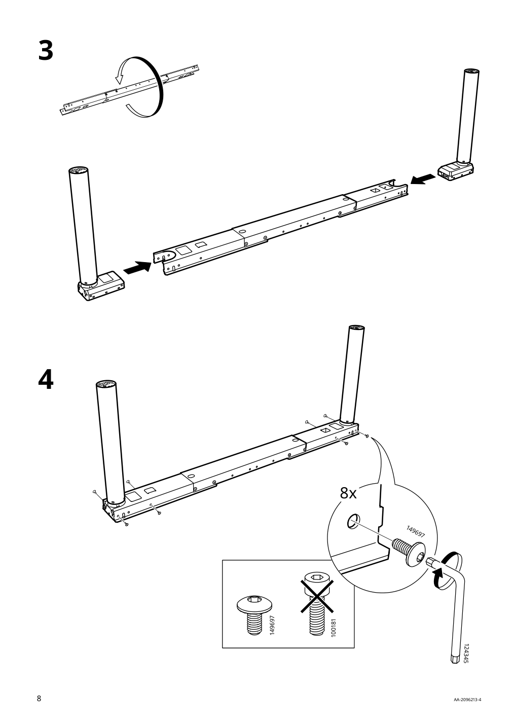 Assembly instructions for IKEA Idasen sit stand underframe for table top dark gray | Page 8 - IKEA IDÅSEN sit/stand underframe for table top 003.207.23