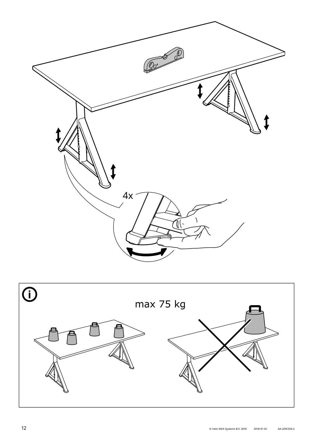 Assembly instructions for IKEA Idasen underframe for table top dark gray | Page 12 - IKEA IDÅSEN desk 992.810.39