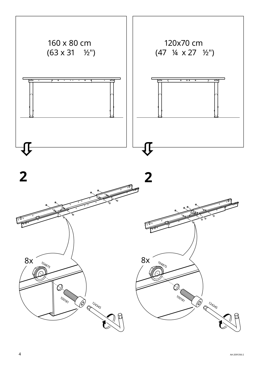 Assembly instructions for IKEA Idasen underframe for table top dark gray | Page 4 - IKEA IDÅSEN desk 992.810.39