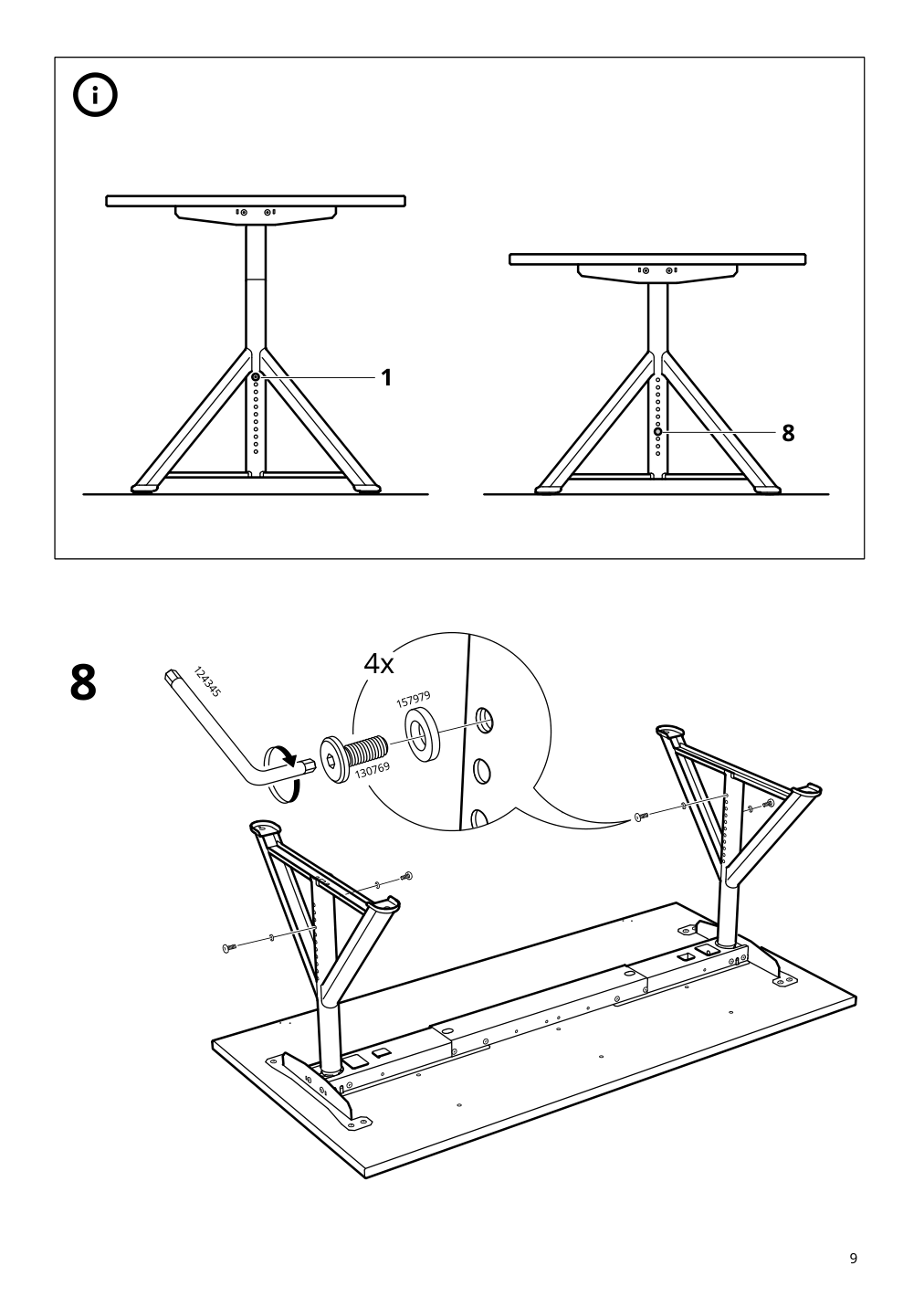 Assembly instructions for IKEA Idasen underframe for table top dark gray | Page 9 - IKEA IDÅSEN desk 192.810.24