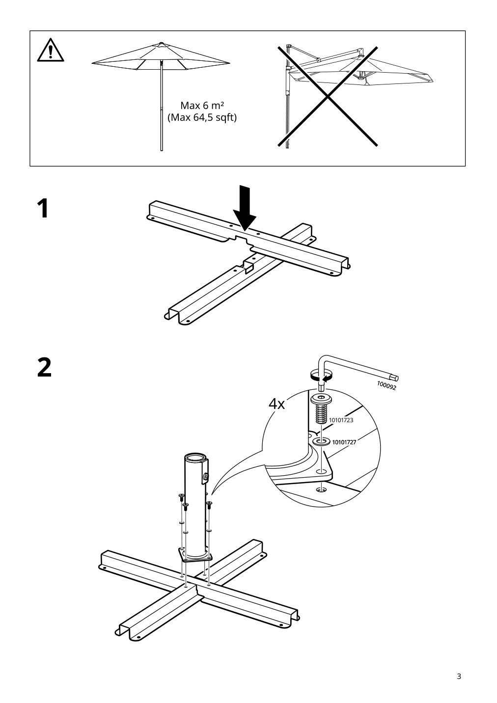 Assembly instructions for IKEA Iggoen umbrella base with sandbags dark gray | Page 3 - IKEA HÖGÖN / IGGÖN umbrella with base 295.762.09