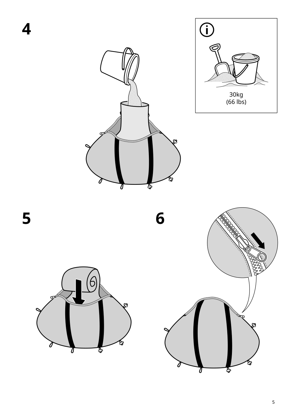 Assembly instructions for IKEA Iggoen umbrella base with sandbags dark gray | Page 5 - IKEA HÖGÖN / IGGÖN umbrella with base 295.762.09