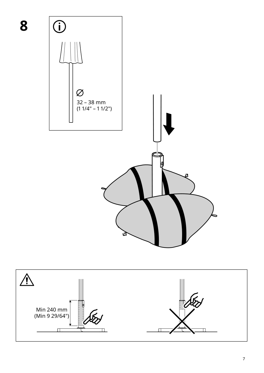 Assembly instructions for IKEA Iggoen umbrella base with sandbags dark gray | Page 7 - IKEA HÖGÖN / IGGÖN umbrella with base 295.762.09