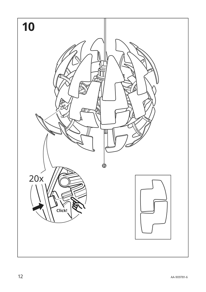 Assembly instructions for IKEA Ikea ps 2014 pendant lamp white silver color | Page 12 - IKEA IKEA PS 2014 pendant lamp 903.114.94