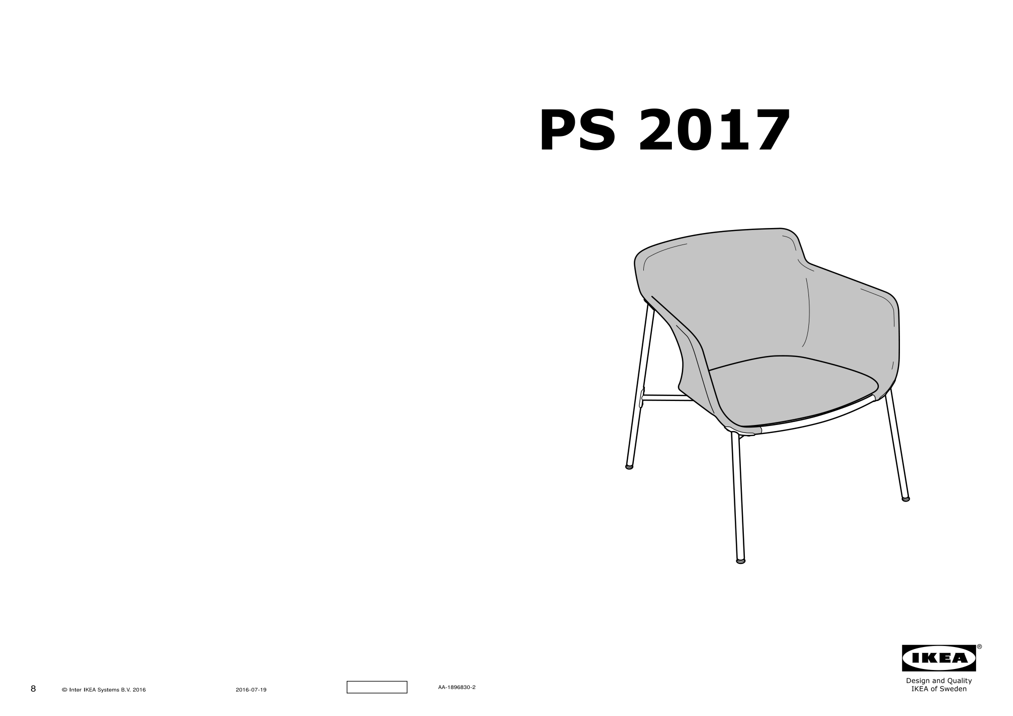 Assembly instructions for IKEA Ikea ps 2017 armchair gray | Page 1 - IKEA IKEA PS 2017 armchair 003.629.49