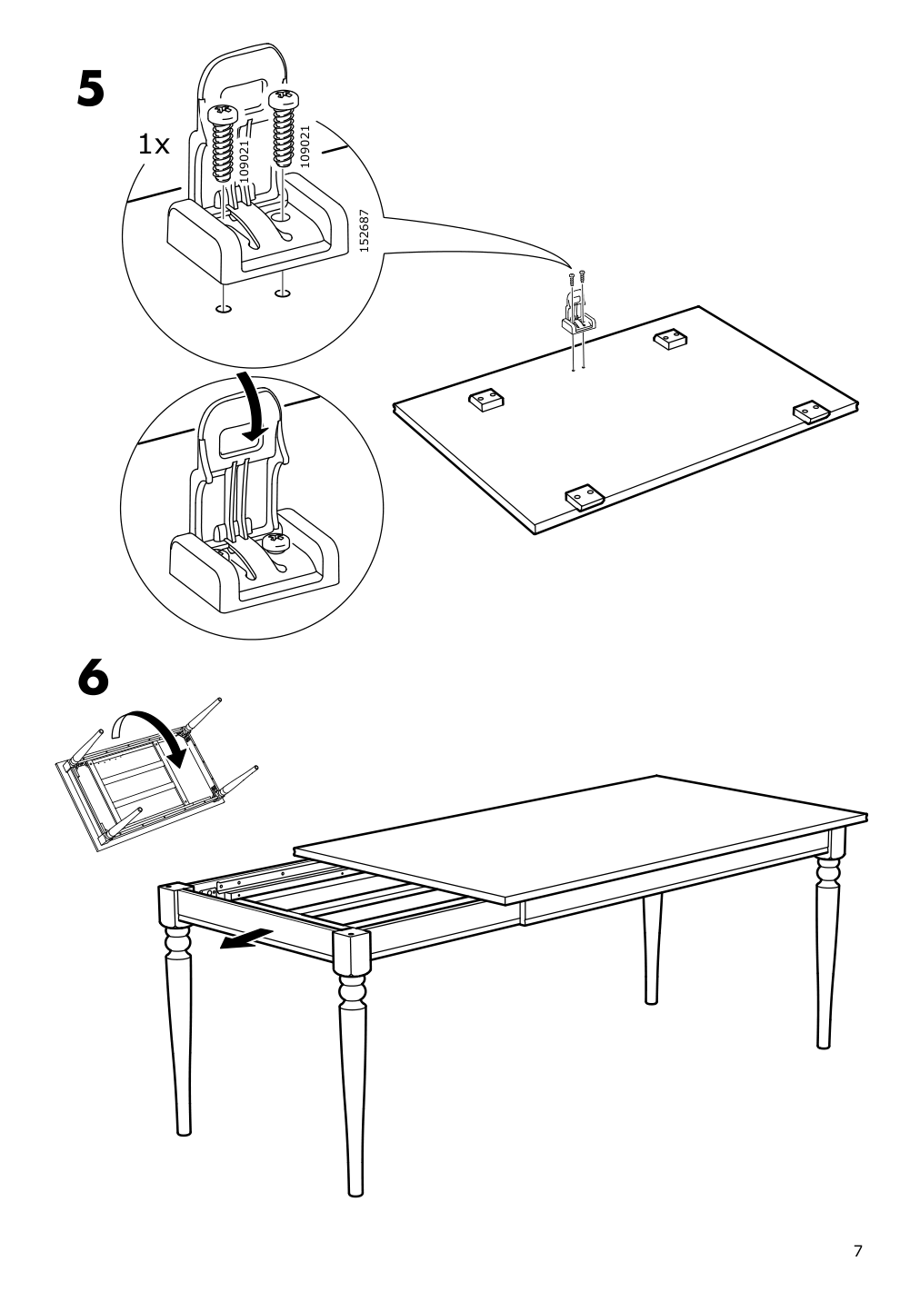 Assembly instructions for IKEA Ingatorp extendable table white | Page 7 - IKEA INGATORP / BERGMUND table and 4 chairs 794.080.20