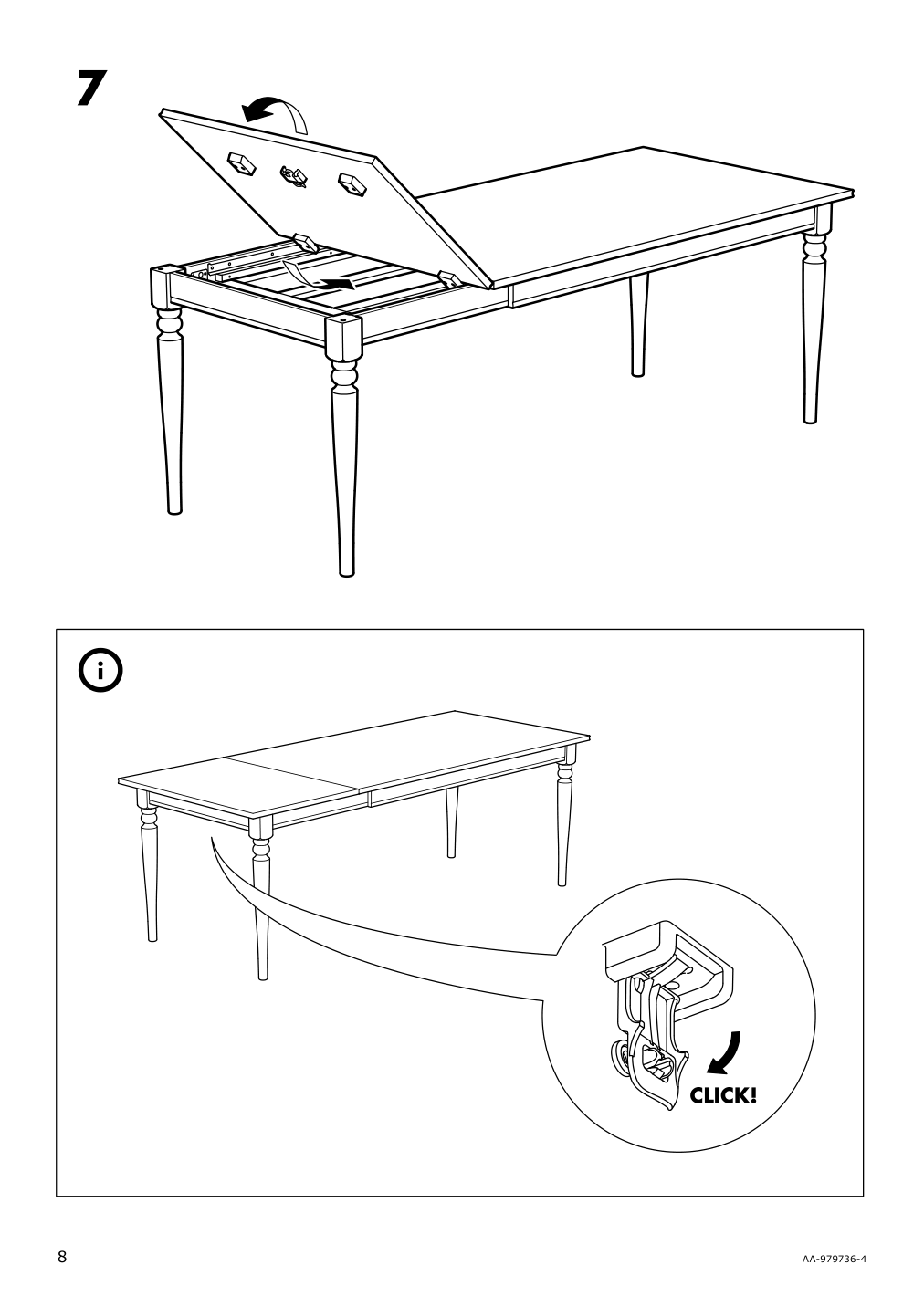 Assembly instructions for IKEA Ingatorp extendable table white | Page 8 - IKEA INGATORP / BERGMUND table and 4 chairs 495.747.23