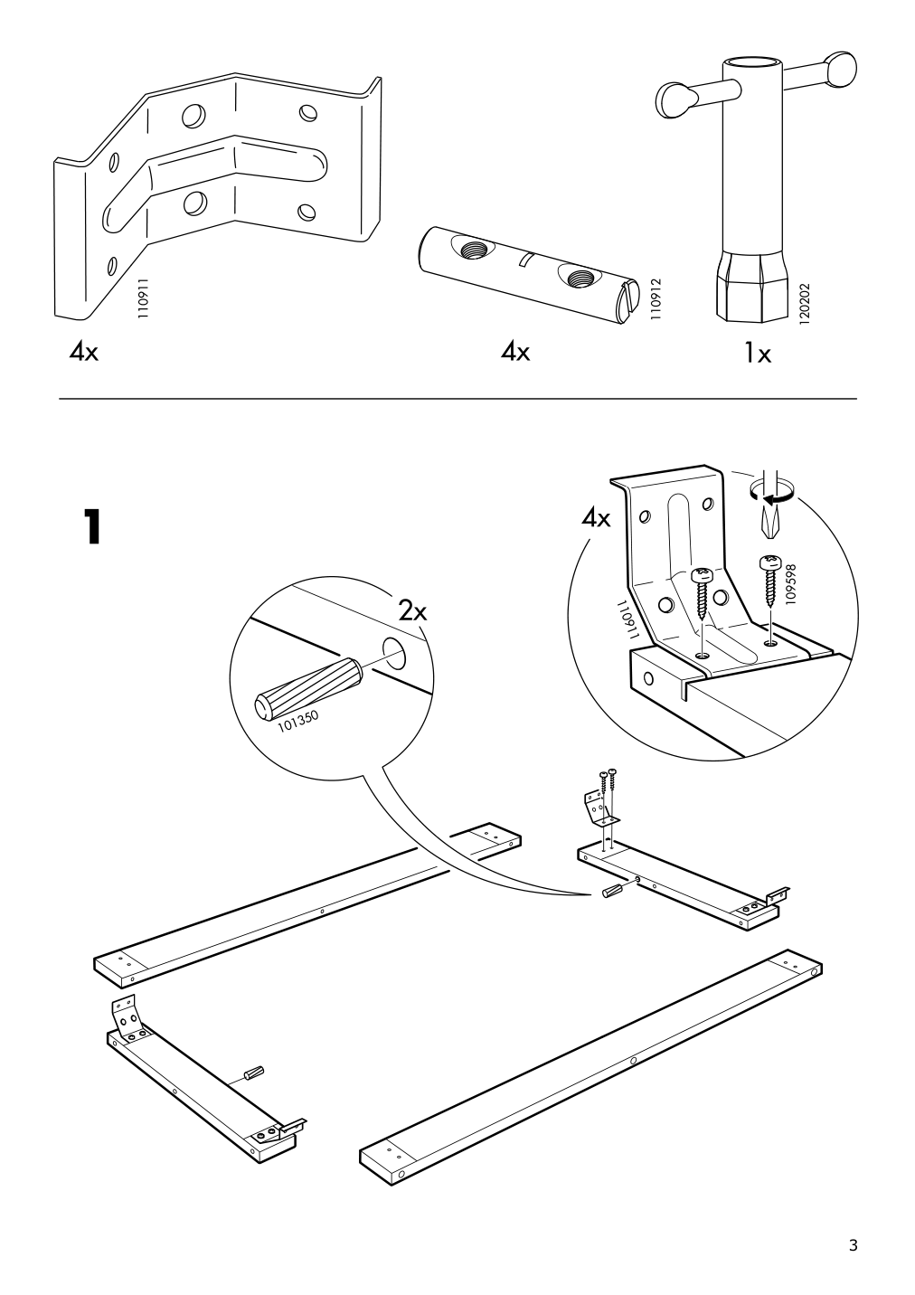 Assembly instructions for IKEA Ingo table pine | Page 3 - IKEA INGO / IVAR table and 4 chairs 490.973.50