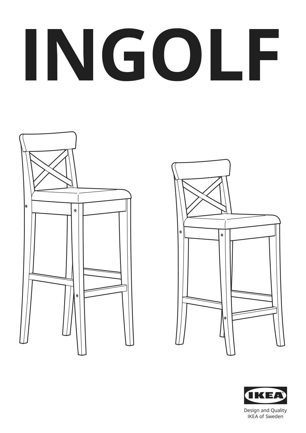 Assembly instructions for IKEA Ingolf bar stool with backrest brown black nolhaga gray beige | Page 1 - IKEA INGOLF bar stool with backrest 604.787.58