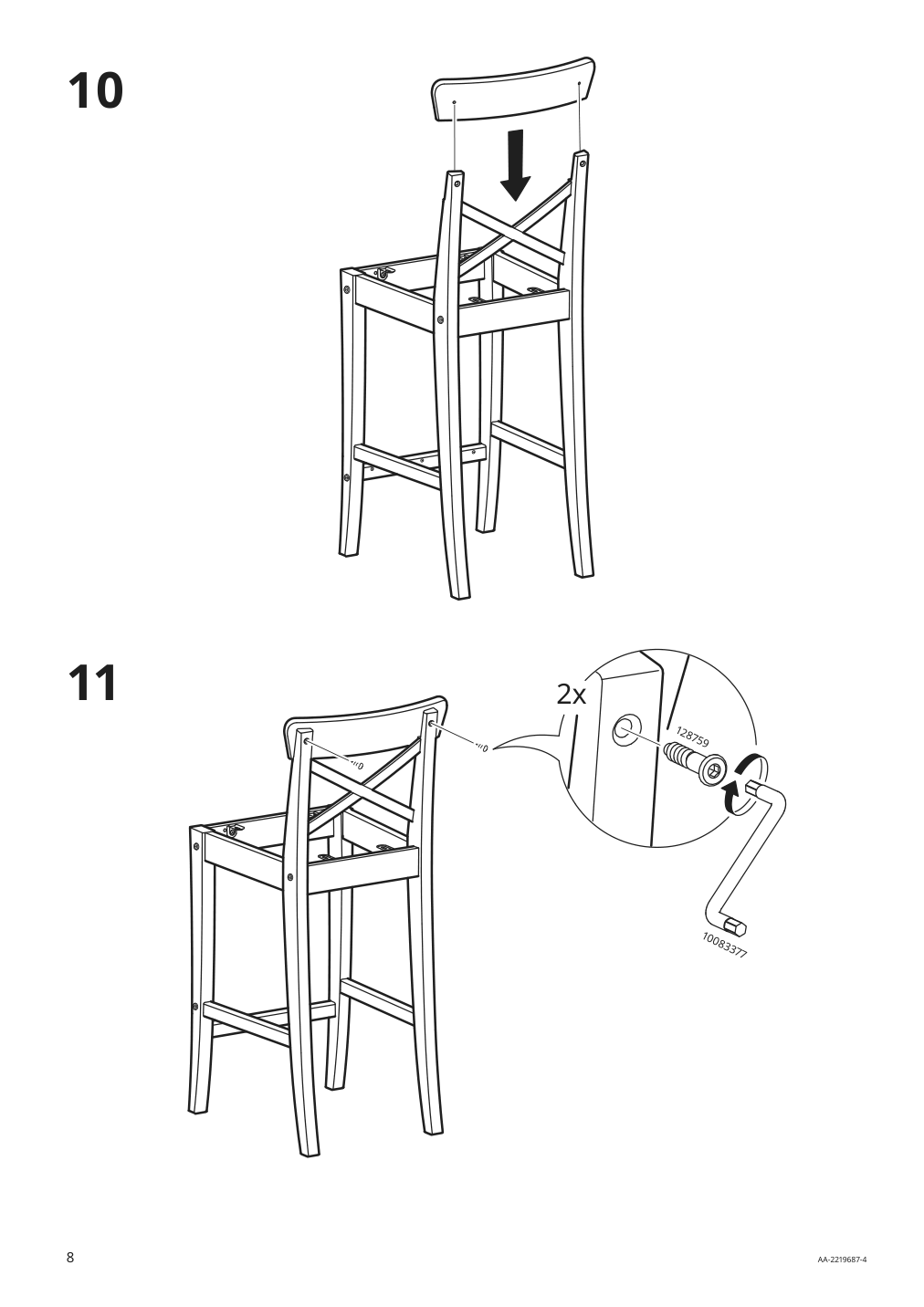 Assembly instructions for IKEA Ingolf bar stool with backrest brown black nolhaga gray beige | Page 8 - IKEA INGOLF bar stool with backrest 604.787.58