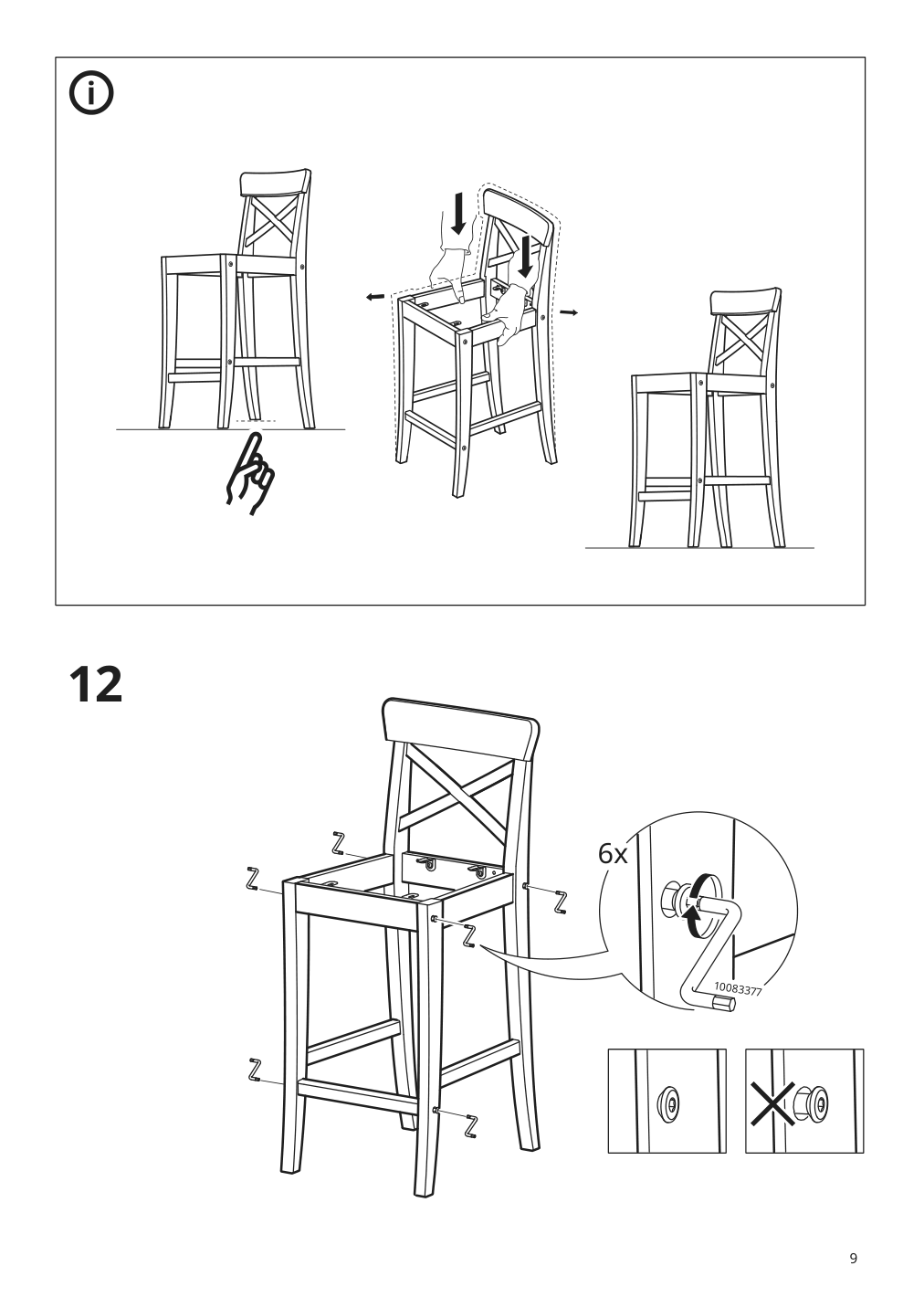 Assembly instructions for IKEA Ingolf bar stool with backrest brown black nolhaga gray beige | Page 9 - IKEA INGOLF bar stool with backrest 604.787.58