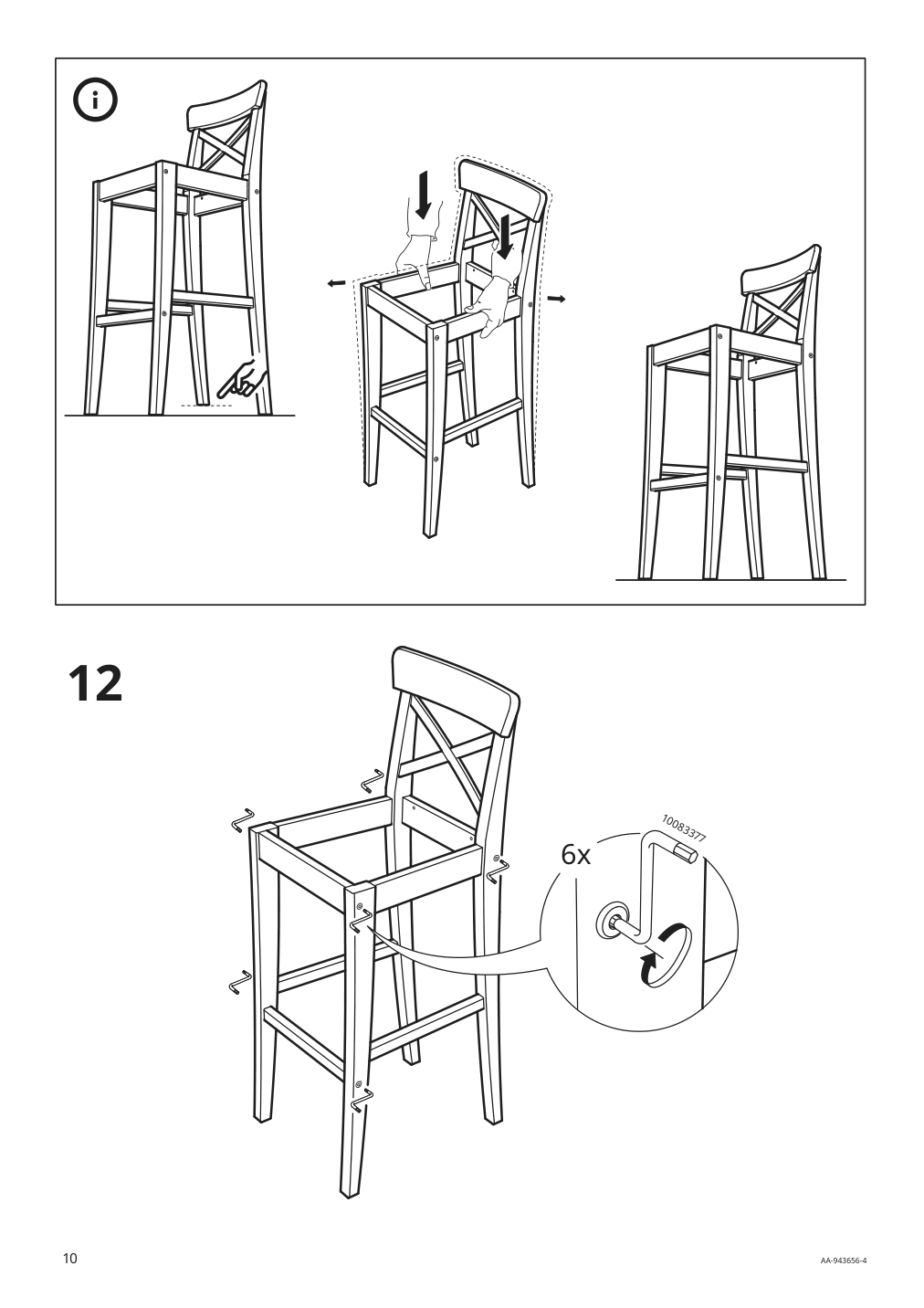 Assembly instructions for IKEA Ingolf bar stool with backrest brown black | Page 10 - IKEA INGOLF bar stool with backrest 402.485.13