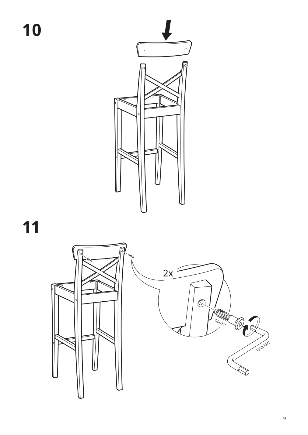 Assembly instructions for IKEA Ingolf bar stool with backrest brown black | Page 9 - IKEA INGOLF bar stool with backrest 902.485.15