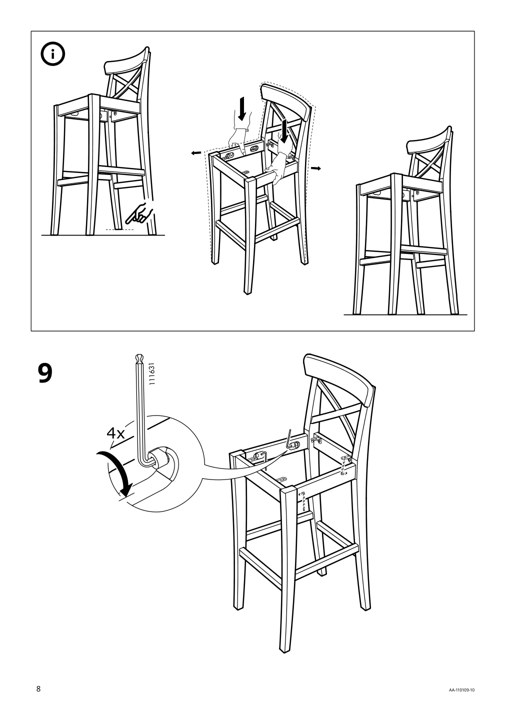 Assembly instructions for IKEA Ingolf bar stool with backrest white | Page 8 - IKEA INGOLF bar stool with backrest 101.226.47