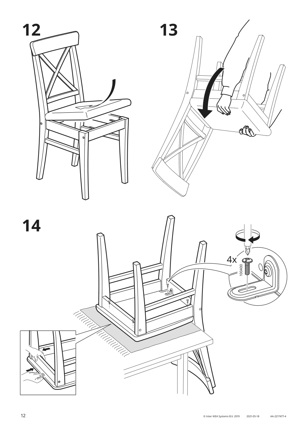 Assembly instructions for IKEA Ingolf chair brown black nolhaga gray beige | Page 12 - IKEA INGATORP / INGOLF table and 4 chairs 094.833.34