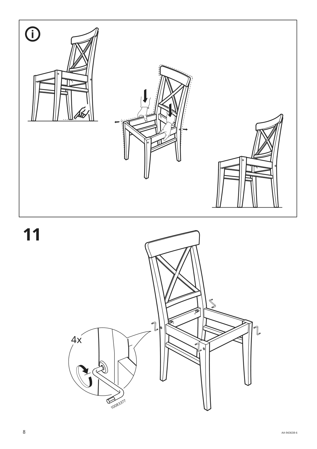 Assembly instructions for IKEA Ingolf chair brown black | Page 8 - IKEA SKOGSTA / INGOLF table and 6 chairs 094.826.93