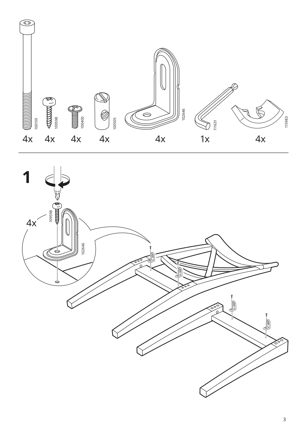 Assembly instructions for IKEA Ingolf chair white hallarp beige | Page 3 - IKEA INGATORP / INGOLF table and 4 chairs 394.826.96