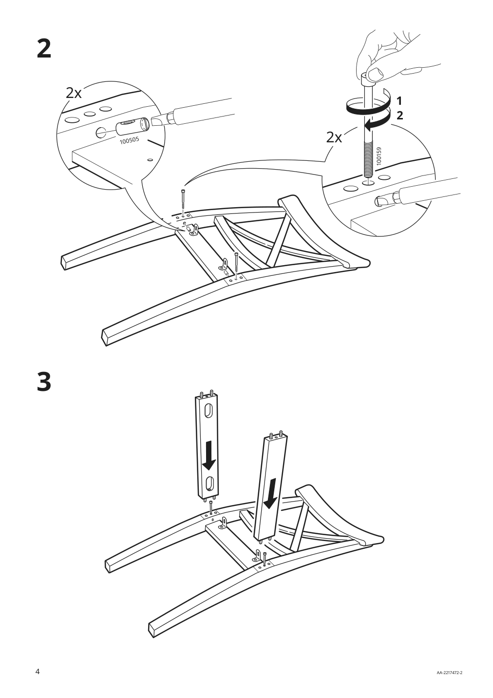 Assembly instructions for IKEA Ingolf chair white hallarp beige | Page 4 - IKEA INGATORP / INGOLF table and 4 chairs 394.826.96