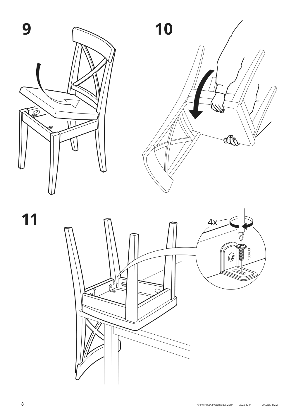 Assembly instructions for IKEA Ingolf chair white hallarp beige | Page 8 - IKEA INGATORP / INGOLF table and 4 chairs 394.826.96