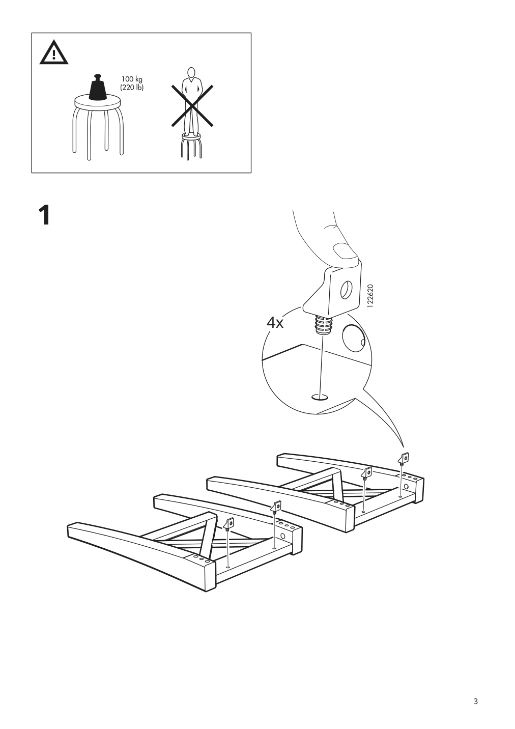 Assembly instructions for IKEA Ingolf stool white | Page 3 - IKEA INGOLF stool 001.522.82