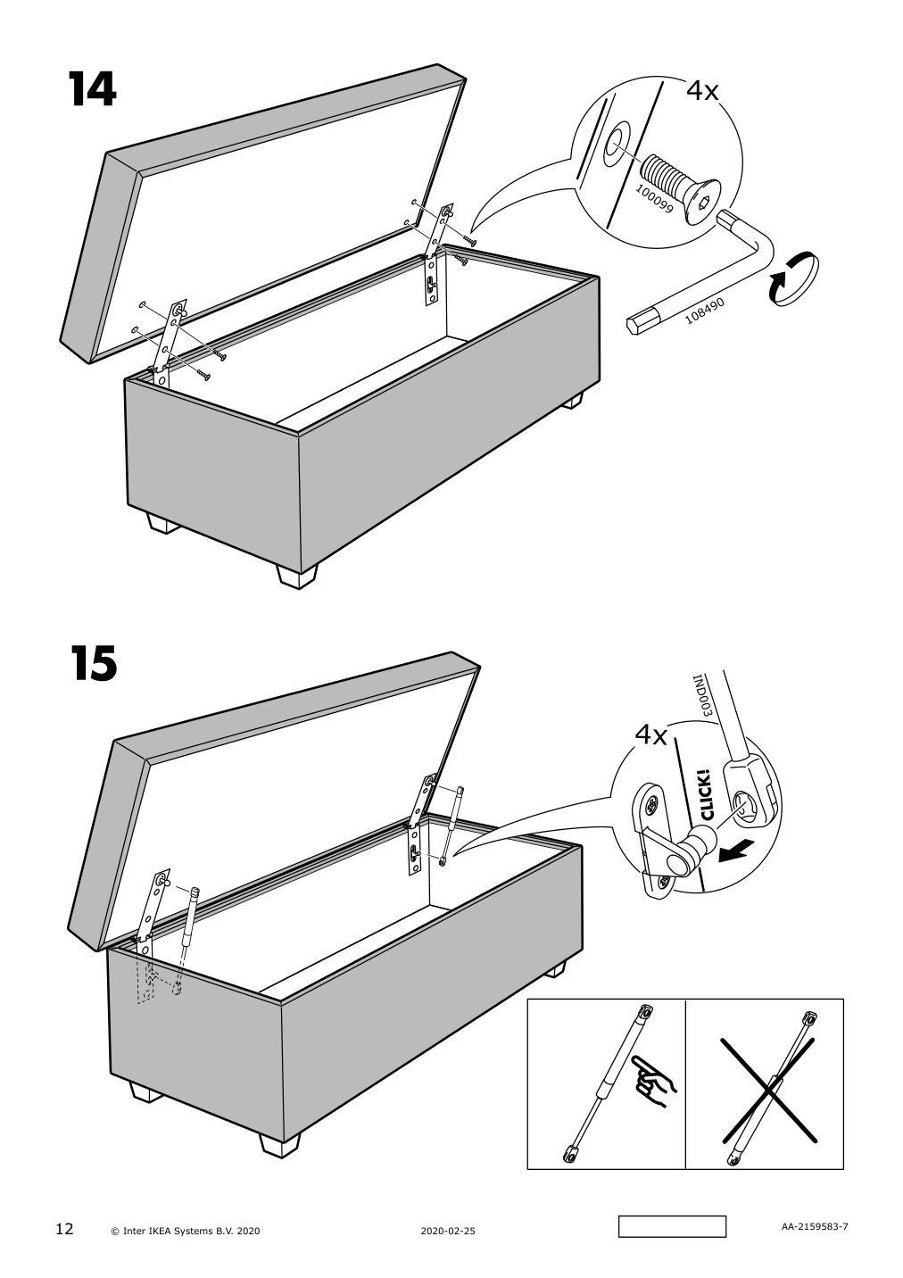 Assembly instructions for IKEA Inndyr storage bench nordvalla beige black | Page 12 - IKEA INNDYR storage bench 604.612.15