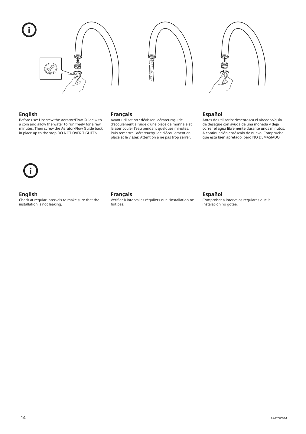 Assembly instructions for IKEA Insjoen kitchen faucet w sensor chrome plated | Page 14 - IKEA INSJÖN kitchen faucet w sensor 303.419.03