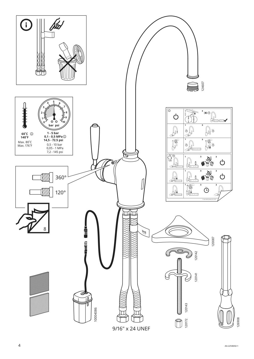 Assembly instructions for IKEA Insjoen kitchen faucet w sensor chrome plated | Page 4 - IKEA INSJÖN kitchen faucet w sensor 303.419.03