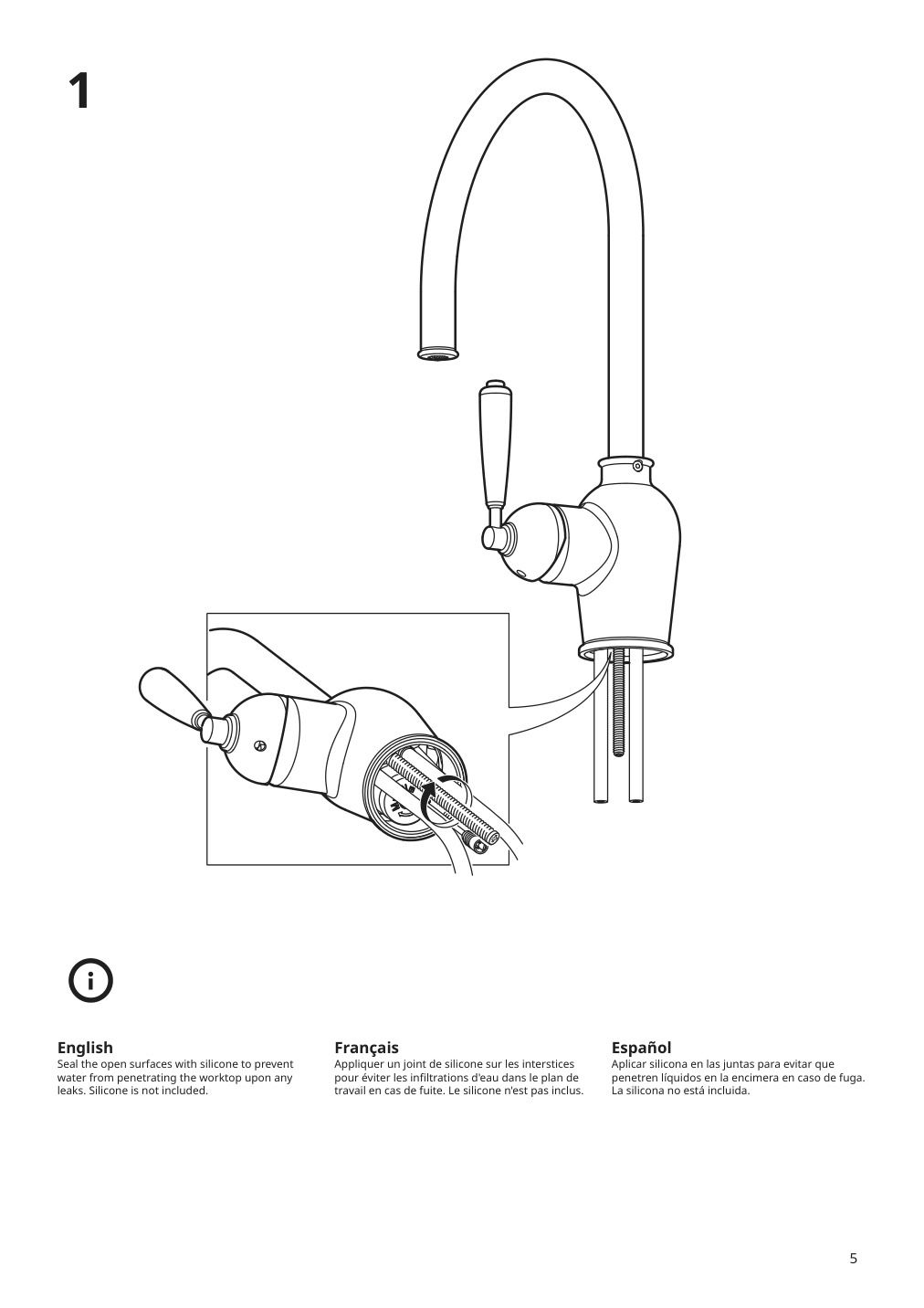 Assembly instructions for IKEA Insjoen kitchen faucet w sensor chrome plated | Page 5 - IKEA INSJÖN kitchen faucet w sensor 303.419.03