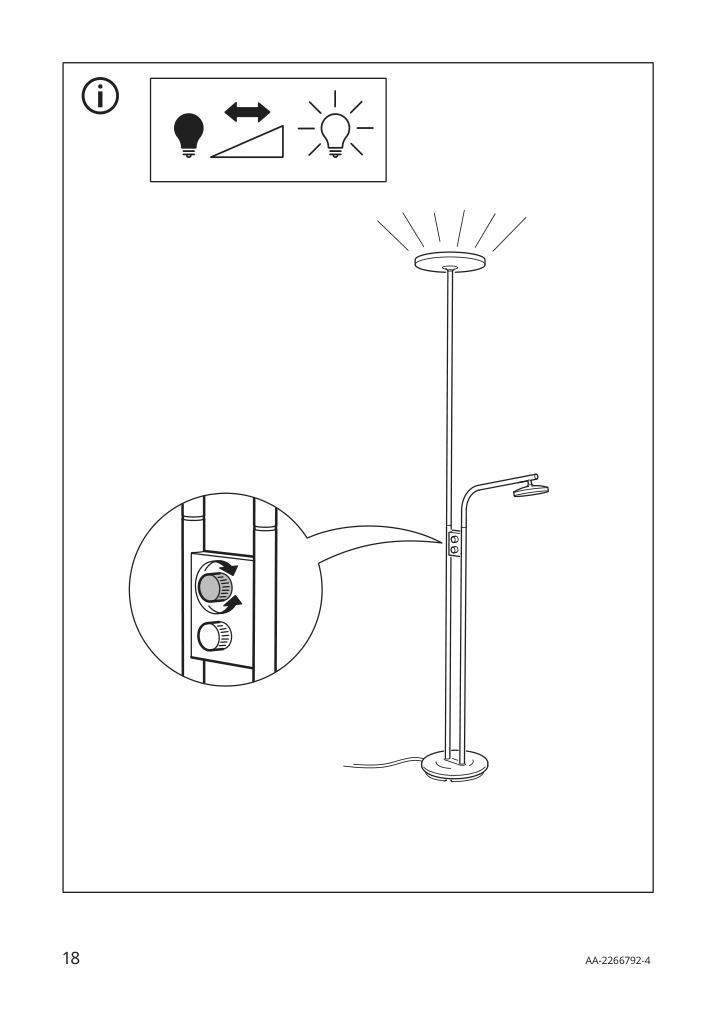 Assembly instructions for IKEA Isjakt led floor uplighter reading lamp dimmable nickel plated | Page 18 - IKEA ISJAKT LED floor uplighter/reading lamp 404.597.08