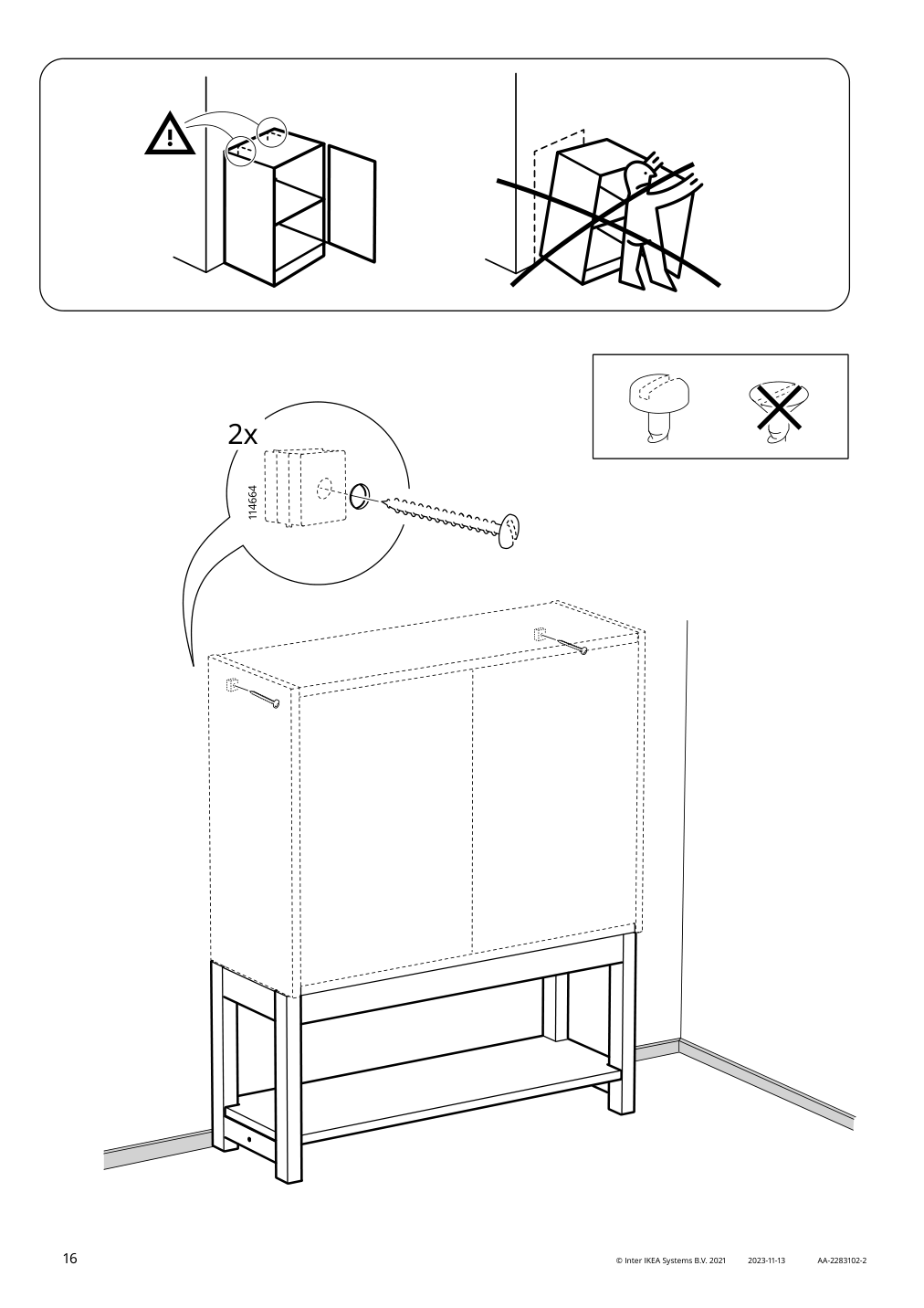 Assembly instructions for IKEA Ivar base on legs pine | Page 16 - IKEA IVAR shelving unit with cabinet 294.223.30