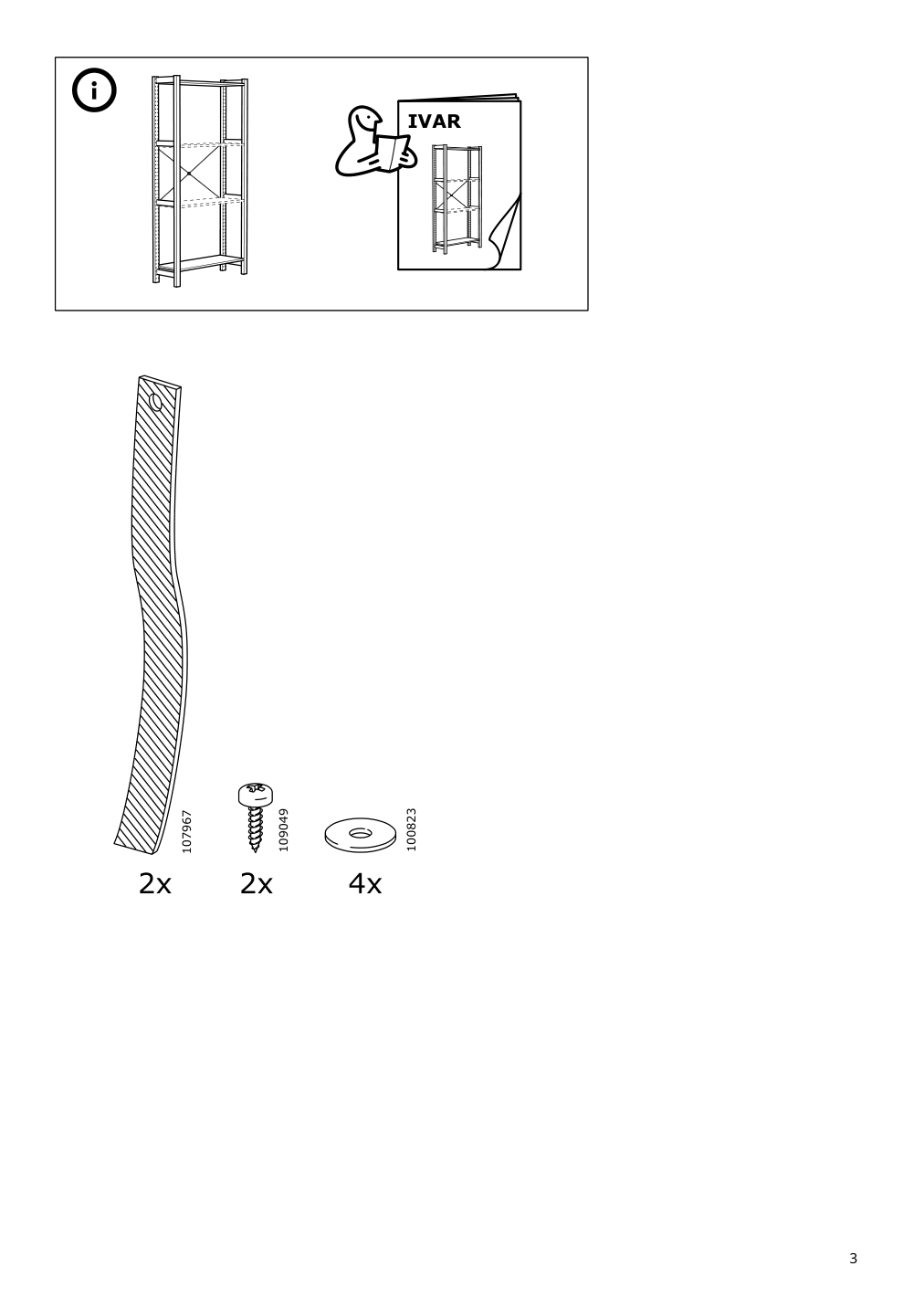 Assembly instructions for IKEA Ivar door dark gray felt | Page 3 - IKEA IVAR shelf unit with doors 195.078.67