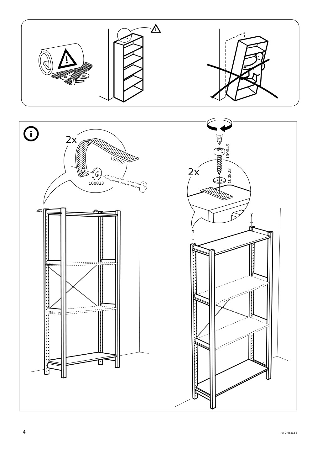 Assembly instructions for IKEA Ivar door dark gray felt | Page 4 - IKEA IVAR shelf unit with doors 195.078.67